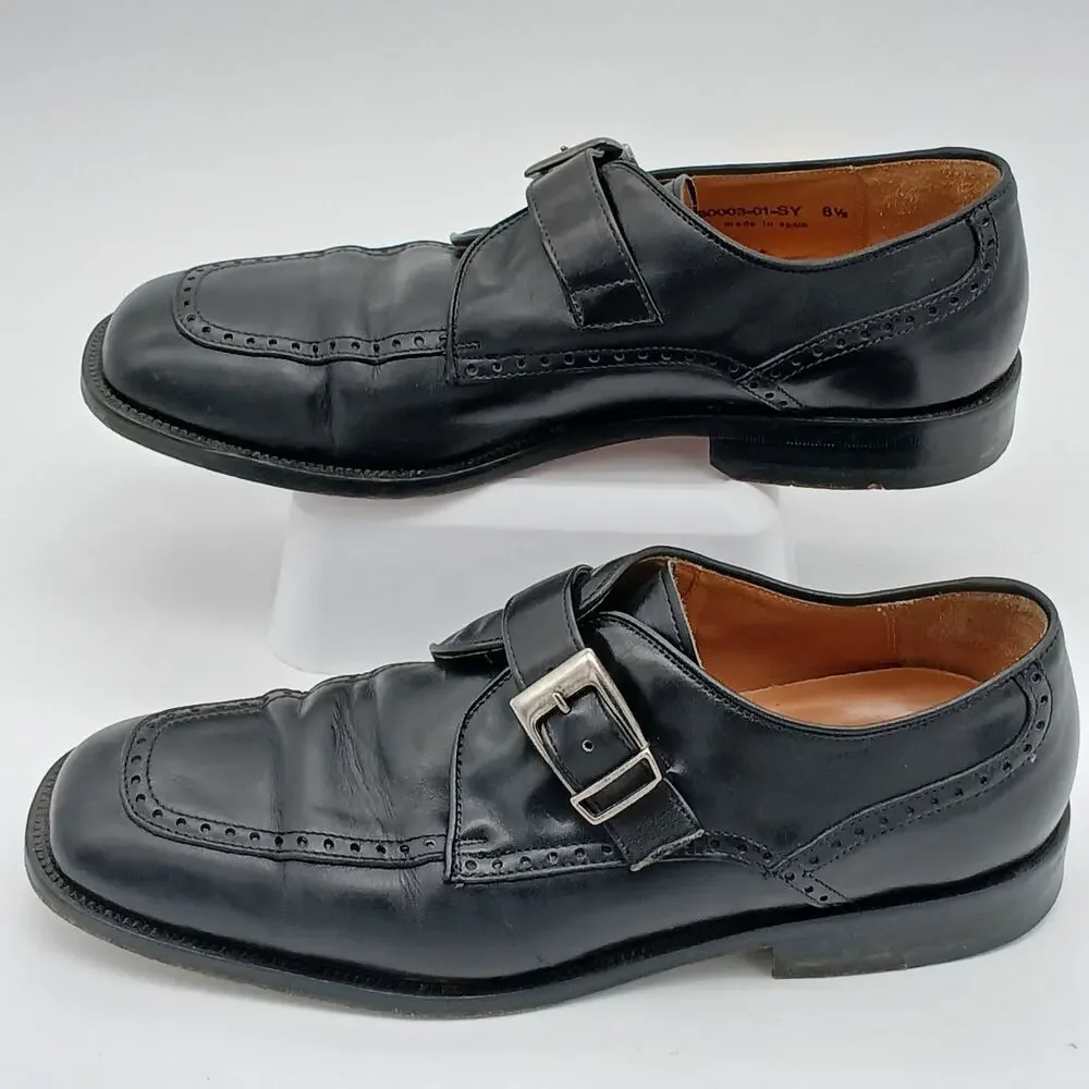 Vintage Sandro Moscoloni Mens Sz 8.5 US Leather Single Buckle Monk Leather Soles